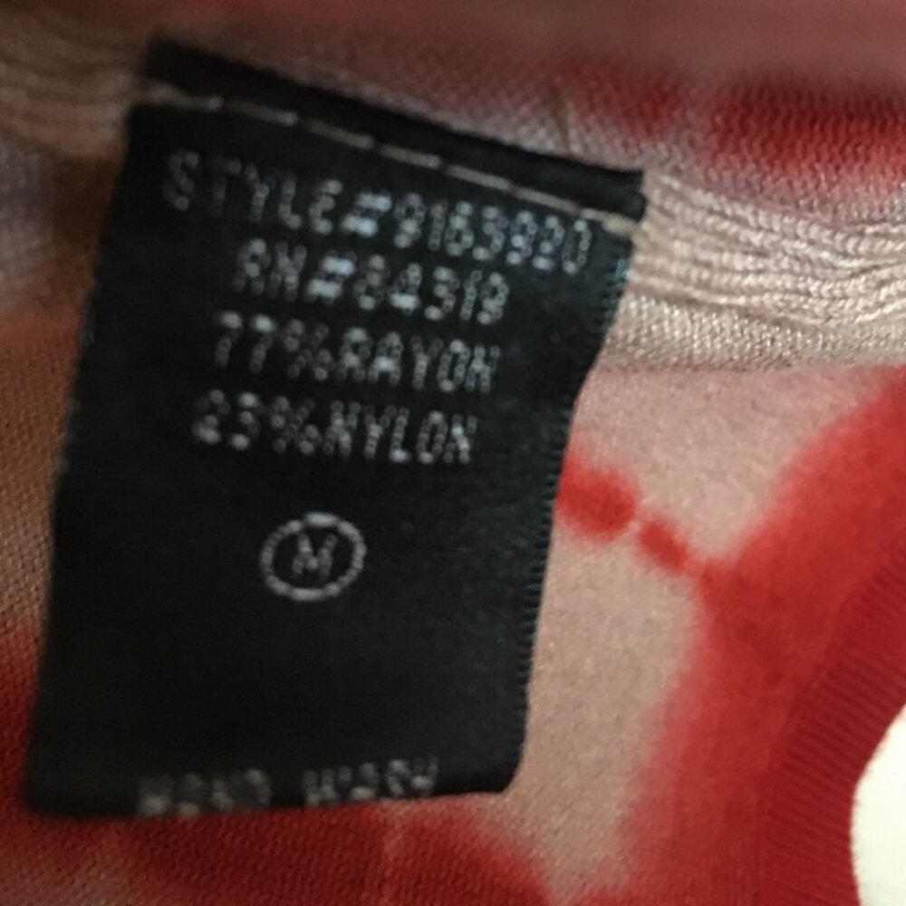 Tie-dye Red/Cream Open Cardigan Jacket Size M Rayon/Nylon Long Sleeves - Picture 4 of 6